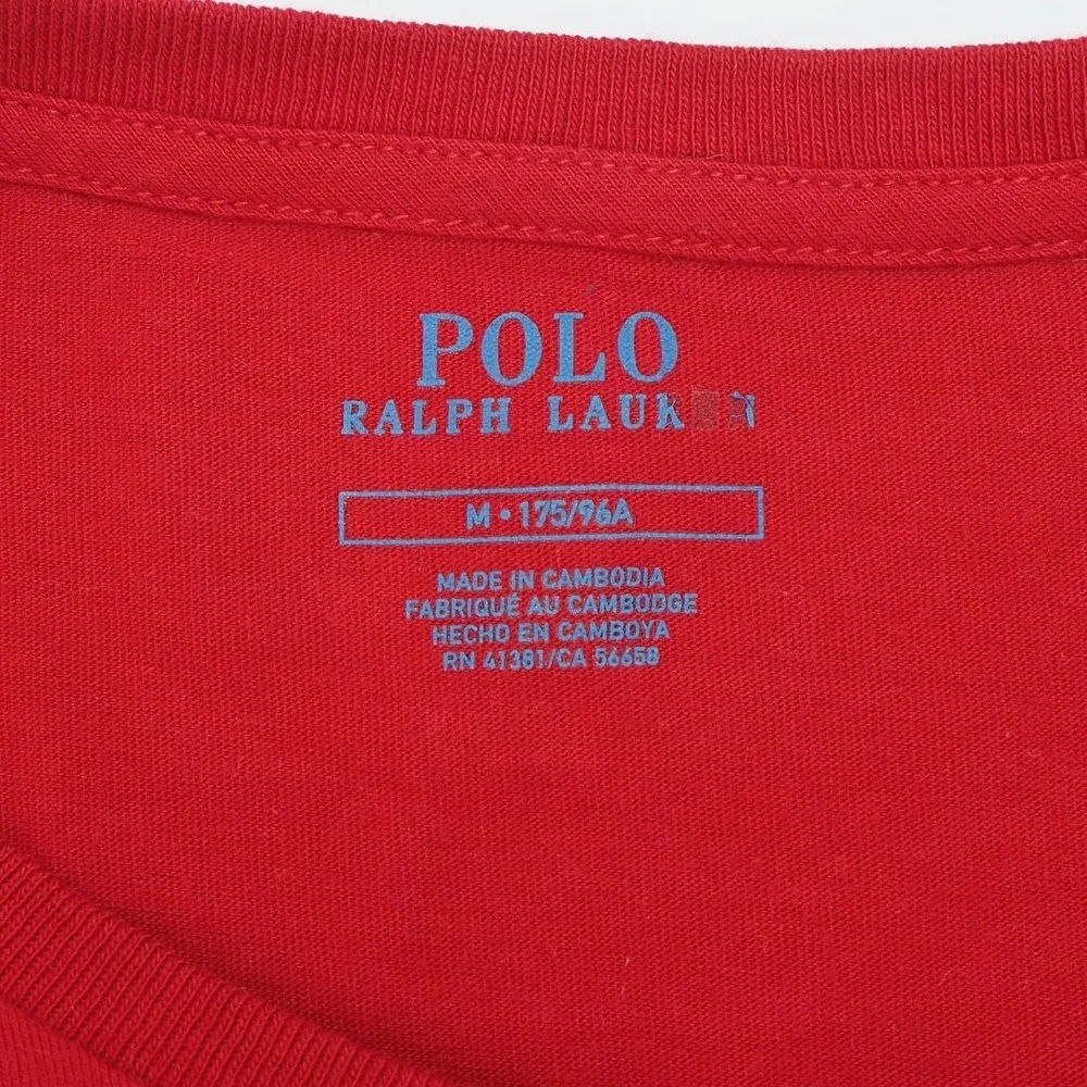 Polo Ralph Lauren Tee Shirt Mens Medium Red RL Pony Crew Cotton Blend Pullover